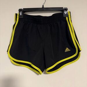 Adidas Women's Athletic Shorts Black with Yellow Trim